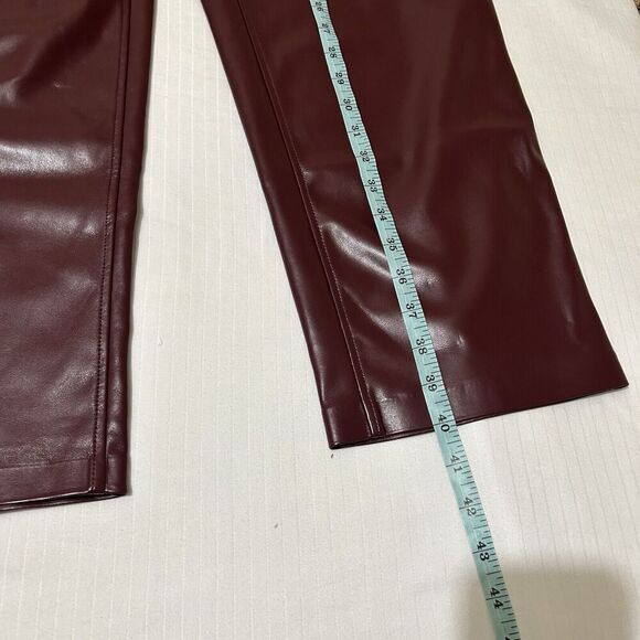 Joie Women’s Vegan Leather Straight Leg Pants Size 12 Maroon Red 90s Y2K NWT - Picture 7 of 9